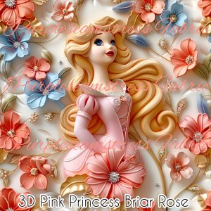 3D Pink Princess Briar Rose - Fabric