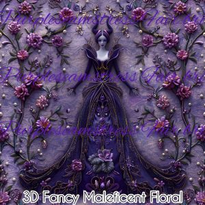 3D Fancy Maleficent Floral - Fabric