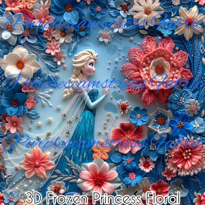 3D Frozen Princess Floral - Fabric