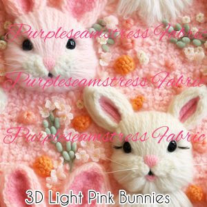 3D Light Pink Bunnies - Fabric