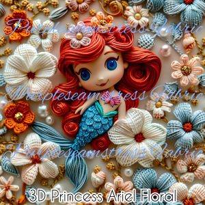 3D Princess Ariel Floral - Fabric