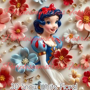 3D Snow White Floral - Fabric