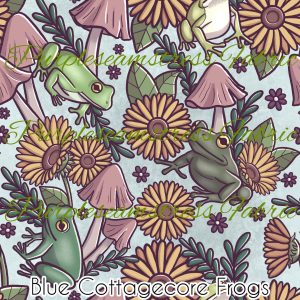 Blue Cottagecore Frogs - Fabric