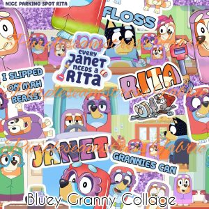 Bluey Granny Collage - Fabric