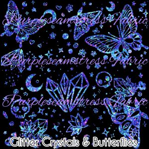 Glitter Crystals & Butterflies - Fabric
