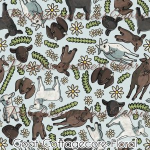 Goat Cottagecore Floral - Fabric