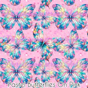 Pastel Butterflies on Pink - Fabric