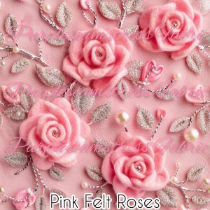 Pink Felt Roses - Fabric