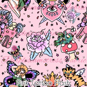 Pink Tattoo Flash - Fabric