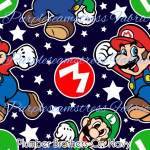 Plumber Brothers on Navy - Fabric