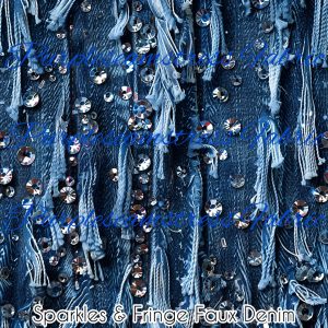 Sparkles & Fringe Faux Denim - Fabric