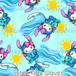 Stitch Kitty Waves - Fabric