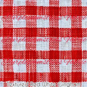 Textured Red White Gingham - Fabric