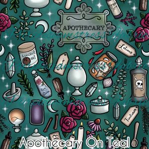 Apothecary on Teal - Fabric