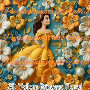 3D Yellow Princess Floral - Fabric