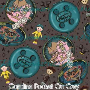Coraline Pocket on Grey - Fabric