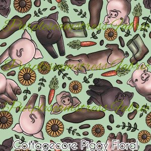 Cottagecore Piggy Floral - Fabric