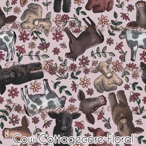Cow Cottagecore Floral - Fabric