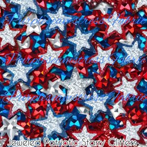 Jeweled Patriotic Star Glitters - Fabric