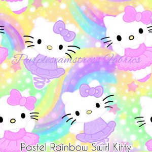 Pastel Rainbow Swirl Kitty - Fabric