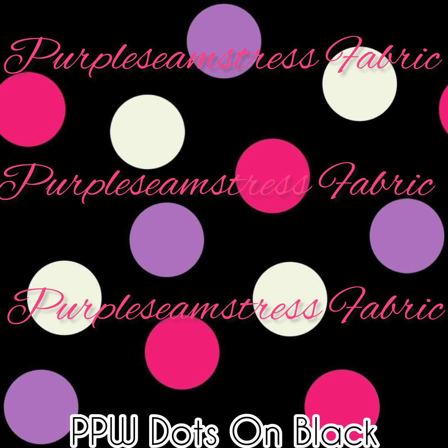 PPW Dots On Black Purpleseamstress Fabric PPW Dots On Black Purpleseamstress Fabric