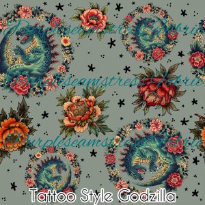 Tattoo Style Godzilla - Fabric