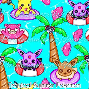 Tropical Summer Pokemon - Fabric