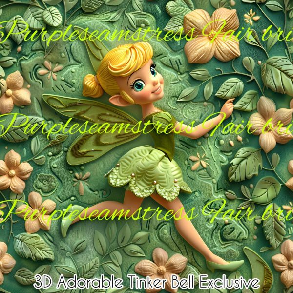 3D Adorable Tinker Bell Floral – Purpleseamstress Fabric