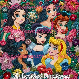 3D Beaded Princesses - Fabric