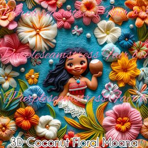 3D Coconut Floral Moana - Fabric
