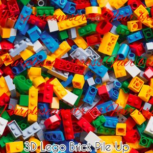 3D Lego Brick Pile Up - Fabric