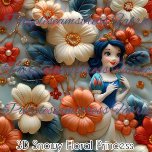 3D Snowy Floral Princess - Fabric