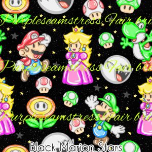 Black Mario Stars - Fabric