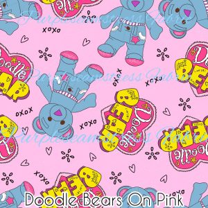 Doodle Bears on Pink - Fabric