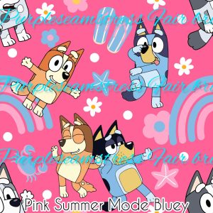 Pink Summer Mode Bluey - Fabric