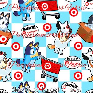 Blue Bluey Target Checks - Fabric