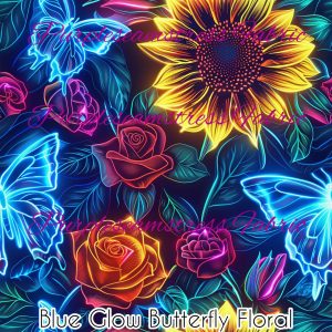 Blue Glow Butterfly Floral - Fabric