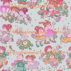 Cabbage Patch Kids on Lt Grey - Fabric