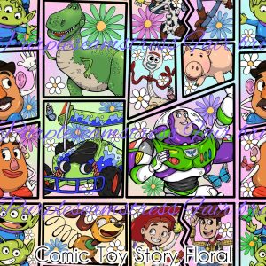Comic Toy Story Floral - Fabric