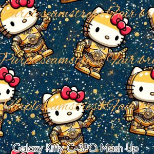 Galaxy Kitty C-3PO Mash Up - Fabric