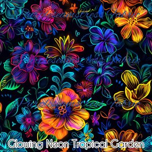 Glowing Neon Tropical Garden - Fabric