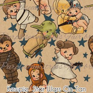 Kewpie Star Wars on Tan - Fabric