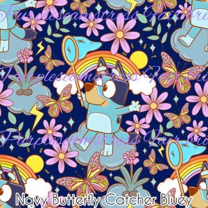 Navy Butterfly Catcher Bluey - Fabric