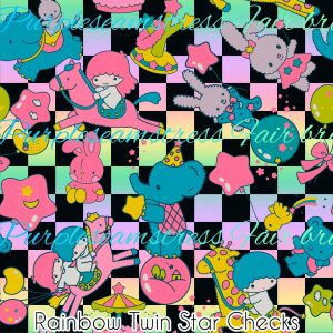 Rainbow Twin Star Checks - Fabric