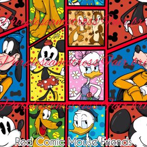 Red Comic Mouse Friends - Fabric