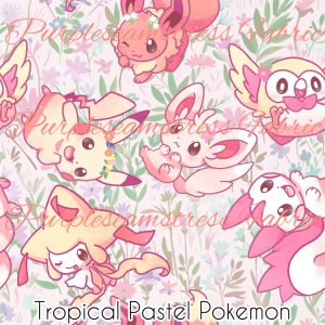 Tropical Pastel Pokemon - Fabric