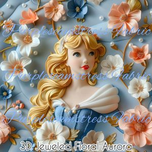 3D Jeweled Floral Aurora - Fabric