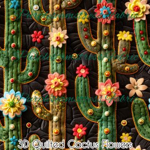 3D Quilted Cactus Flowers - Fabric