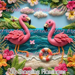 3D Shoreline Flamingos - Fabric