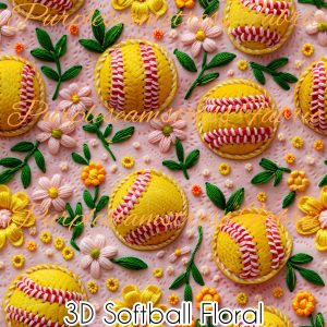 3D Softball Floral - Fabric